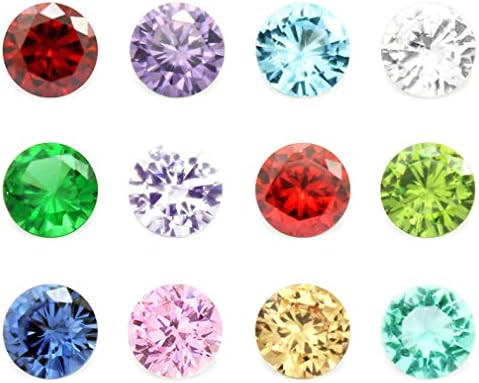 JOLIN 12 Month 24PCS Glass Zircon Round 5MM Birthstones Floating Charms for Living Memory Locket Pendant Necklace Bracelets