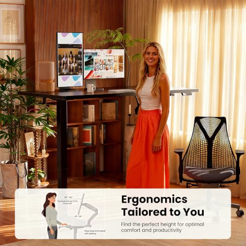 Image of ErGear Electric Standing Desk, 48 inch x 30 inch Whole Piece Desktop, Adjustable Height Computer Desk, 4 Height Memory Settings, Sit Stand Up Desk for Home Office, Black