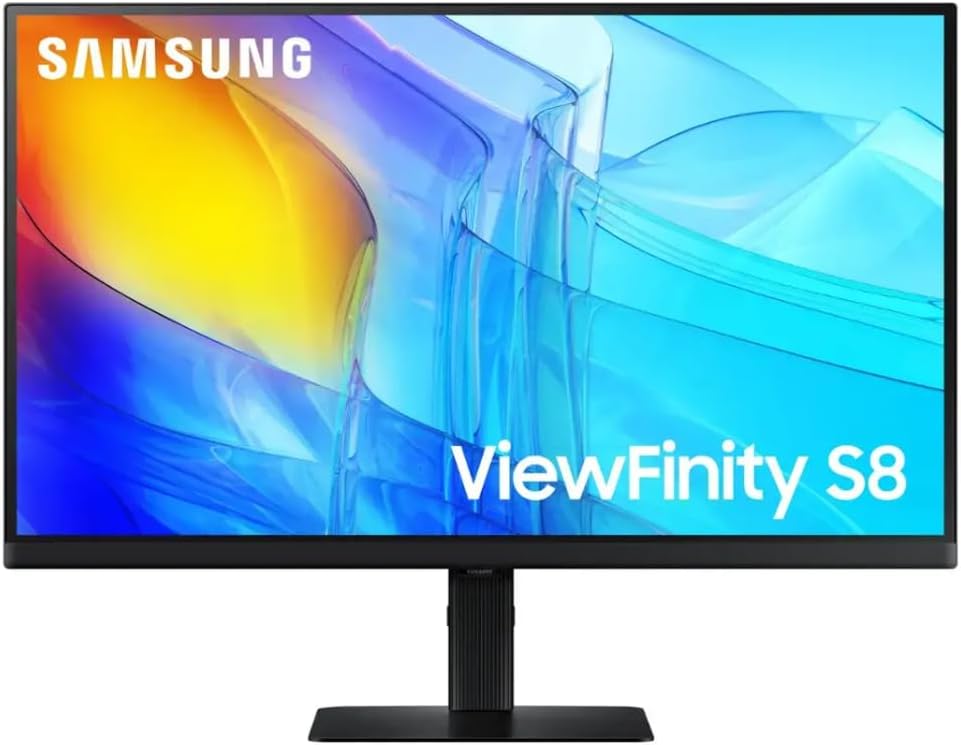 Samsung 27" ViewFinity S8 Series Computer Monitor, 60Hz, 5ms, 4K UHD(3840 x 2160), Height Adjustable Stand, DisplayPort, HDMI, USB, Black, with HDMI Cable