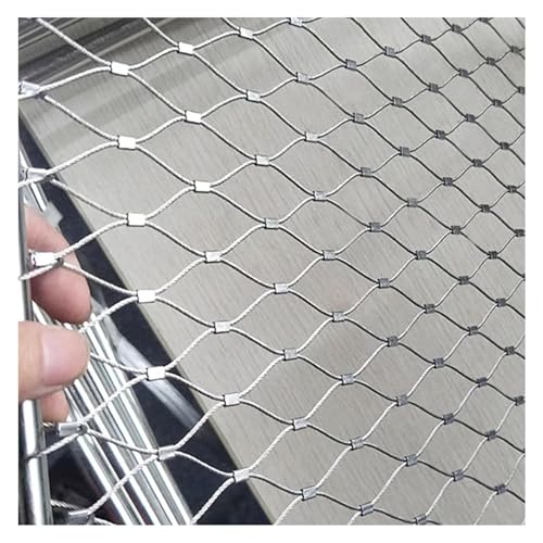 SXEVZOO Elastyczna Siatka Linowa Ze Stali Nierdzewnej, Zagęszczona 3mm Siatka Balustrad Linowych, Wytrzymałe Ogrodzenie Ochronne, Siatka Ogrodowa(1.5x3m)