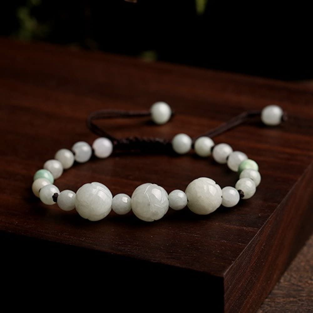 Bracelet chakra jade émeraude naturelle cordon tressé marron - 3