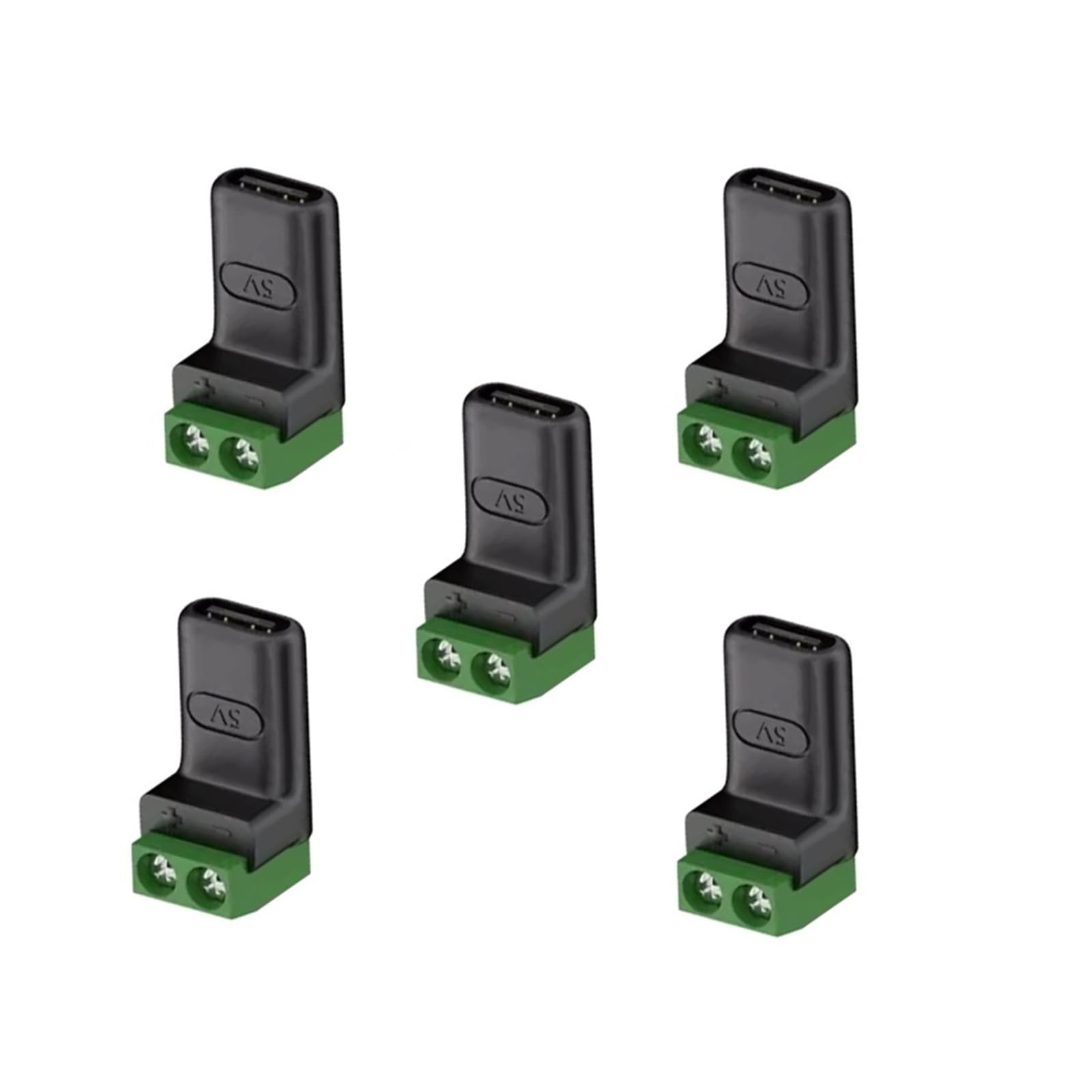 5 szt. USB C na 2 Pin Screw Terminal 5 V Solderless Adapter do DIY (typ C-C)
