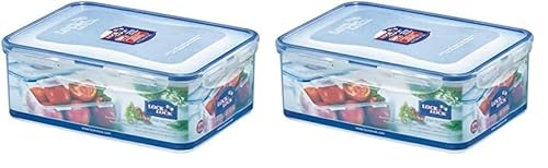 Lock & Lock HPL826 Rectangular Storage Container-Clear/Blue, 2.6 L (Pack of 2)