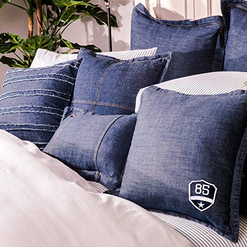 Elegant Life Home 100% Cotton Washed Denim Decorative Throw Pillow Covers Dark Blue Cushion Covers Set Soft Oblong Pillow Case Shell For Car Sofa Bedroom (12'' X 18'', 2 Pcs) #TOP5