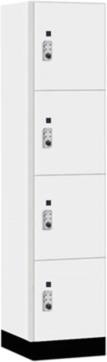 Salsbury 18" Wide Premier Wood Locker-Four Tier-1 Wide-6 Feet High-18 Deep-Arctic White-Silver Resettable Combination Locks