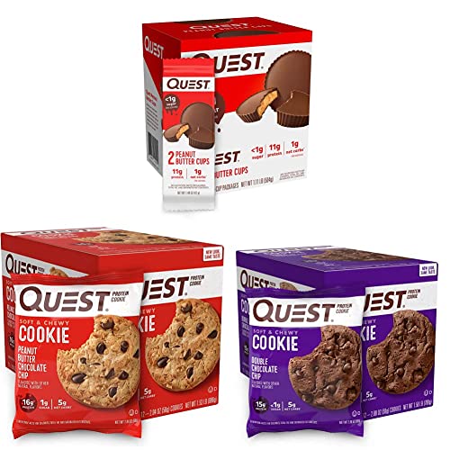 Quest Nutrition High Protein Peanut Butter Cups, Cookies and More Snack Bundle (12 Count)