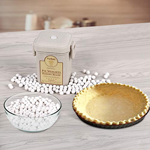 Furrain Ceramic Pie Weights Reusable 10Mm Baking Beans Pie Crust Weights Natural Ceramic Stoneware With Wheat Straw Container #TOP5