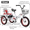 LSQXSS Cruiser Tricycle for Traveling and Shopping,3 Wheels Bicycle with Back seat,Back seat with Belt,Single Brake,Ride-on Trike with Pedals,Front and Back Baskets #5