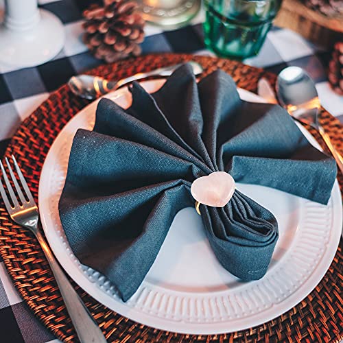 Rose Quartz Napkin Rings, 4 Pack Natural Stone Napkin Ring Holder, Heart Shape Table Setting Decor Dinner Tables Rings For Christmas Party Wedding Valentines Thanksgiving #TOP3