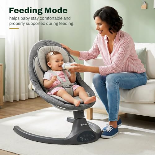Image of Baybee Automatic Electric Baby Swing Cradle for Newborn with Adjustable Speed, Soothing Music, Rocker Function, Mosquito Net, Safety Belt & Removable Toys (Black)