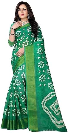 Womens Cotton Bandhani Print Saree With Unstitched Blouse Piece Indian Saree for All Occassions