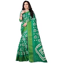 Womens Cotton Bandhani Print Saree With Unstitched Blouse Piece Indian Saree for All Occassions