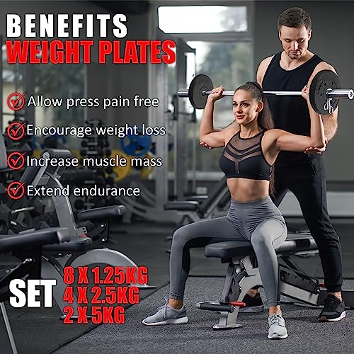 wuuhoo® disques d'haltères en Ciment Mike 30mm, Set 20kg - 30kg, revêtu en Noir, 1,25, 2,5, 5, 10 kg, disques de Poids en Plastique pour haltères Longs, Fitness à Domicile - – Image 3