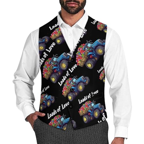 Tractor Loads of Love Rainbow LGBT Men's Suit Vests Dress Vest V-Neck Waistcoat Slim Business Formal with Pocket