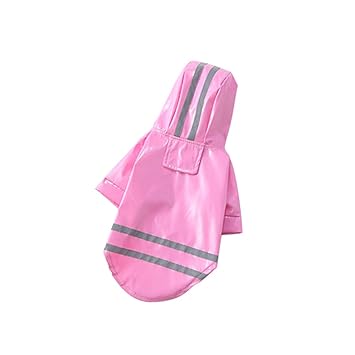 Pet Dog Reflective Raincoat Dog Rain Jacket with Hood Dog Rain Poncho 100% Waterproof Grey Reflective Stripe for Pet