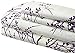 Spirit Linen Foliage Collection Printed Luxurious Microfiber Sheet Set, King, Ivory/Purple