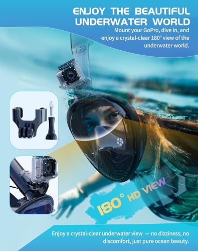 Greatever Full Face Snorkel Mask, Snorkeling Gear for Adults with Latest Dry Top Breathing System and Detachable Camera Mount, Foldable Snorkel Set for Family Snorkeling Trips, Anti-Fog & Anti-Leak - Image 4