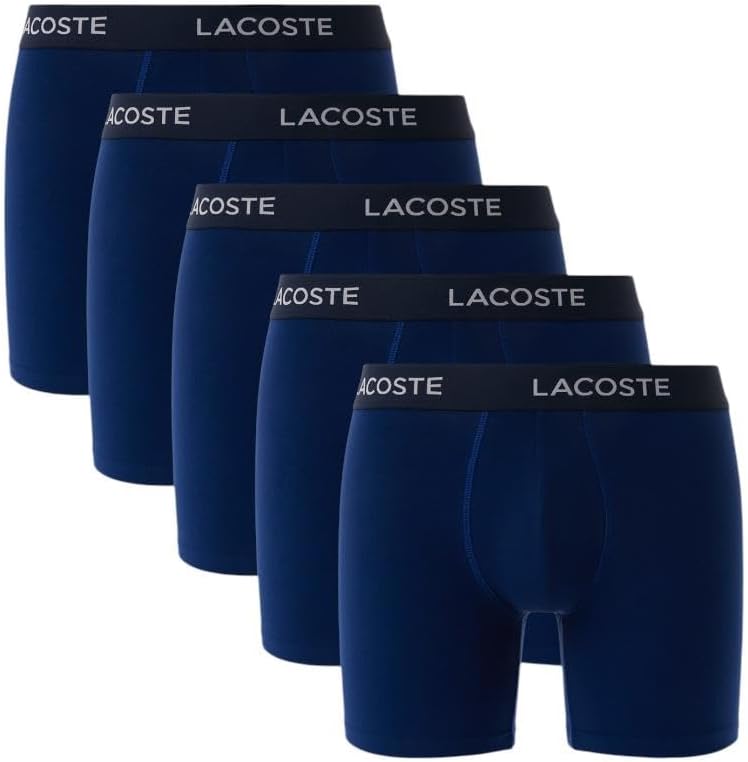 Lacoste mens Cotton Stretch Essentials Boxer Briefs, 5-pack