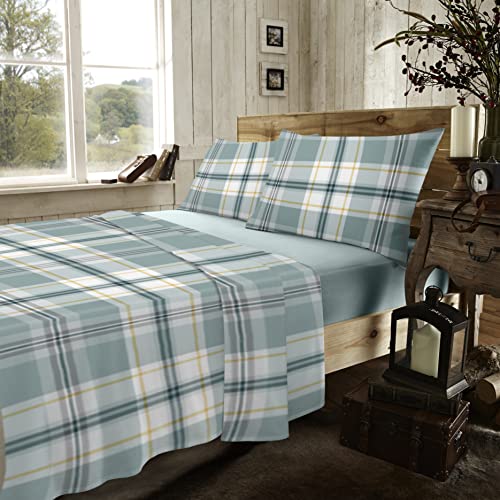 Checkered Bedding,Thermal Plain Dyed Fitted Sheet, Super Soft Flannel Sheet Set