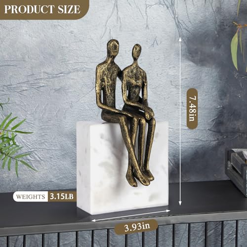 Marble and Together Iron Sculpture, Wedding Anniversary Couples Gift for Couple/Her, for Wife Husband Birthday, Romantic Couple Statue - Image 4