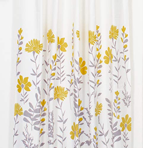 Image of Tranquebar Curtain Co. Window Curtains 5 Feet, 60-65% Room Darkening, Yellow Floral Print, Cotton Curtains for Window, Cotton Curtains 5 Feet Long Set of 2, BackTab Loops, Mazzo (152 cm) - Set of 2