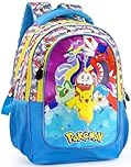 Zaino Scuola Elementare Bambini 43x33x15 cm – Multitasche Per Pokemon Fan – Schienale Ergonomico, Spallacci Imbottiti, Tasche Porta Borraccia, Grande Capacità e Design Brillante