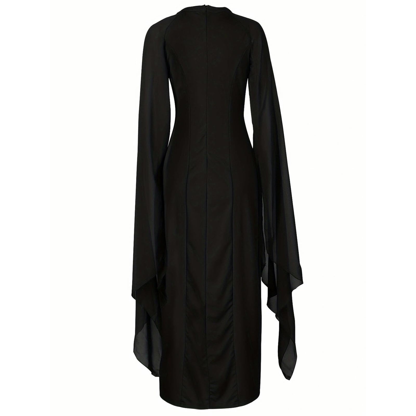 Vestito Lungo Donna Elegante Abito Lungo Senza Maniche con Scollo Alto E Spacco da Donna - Abito da Cocktail Vintage da Sera - Abito Lungo Aderente da Sposa Formale-Nero-s