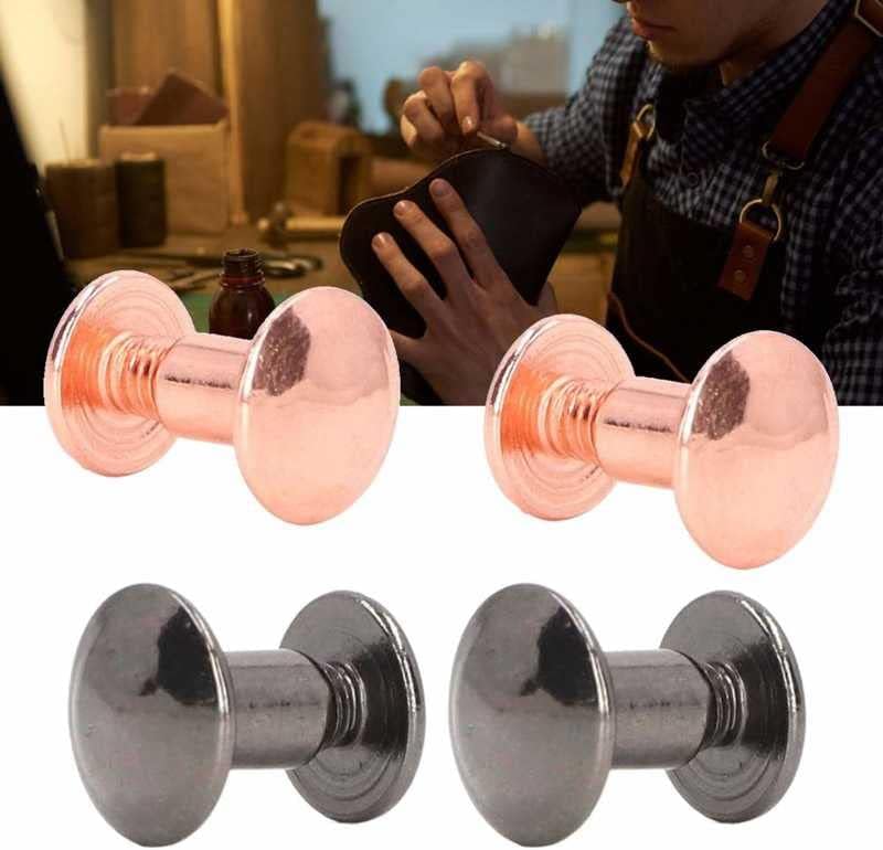 90 Sets Book Binding Screw Uniform Coating Curved Surfaces Electroplating Treatment Metal Nail Rivet Studs for DIY Leather Brass - (Stem Length: Silver Black)