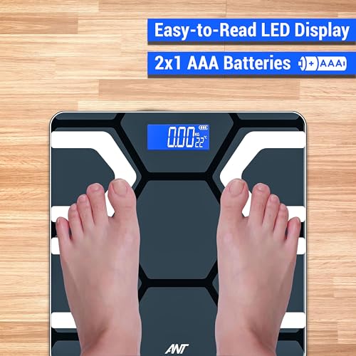 Image of ANT Flora Fit Digital Body Weighing Scale for Home, 180kg Capacity, 50g Accuracy, High Precision Sensors, 5mm Tempered Glass, LCD Display, Auto On /Off, Low Battery Indicator, 30-Month Warranty