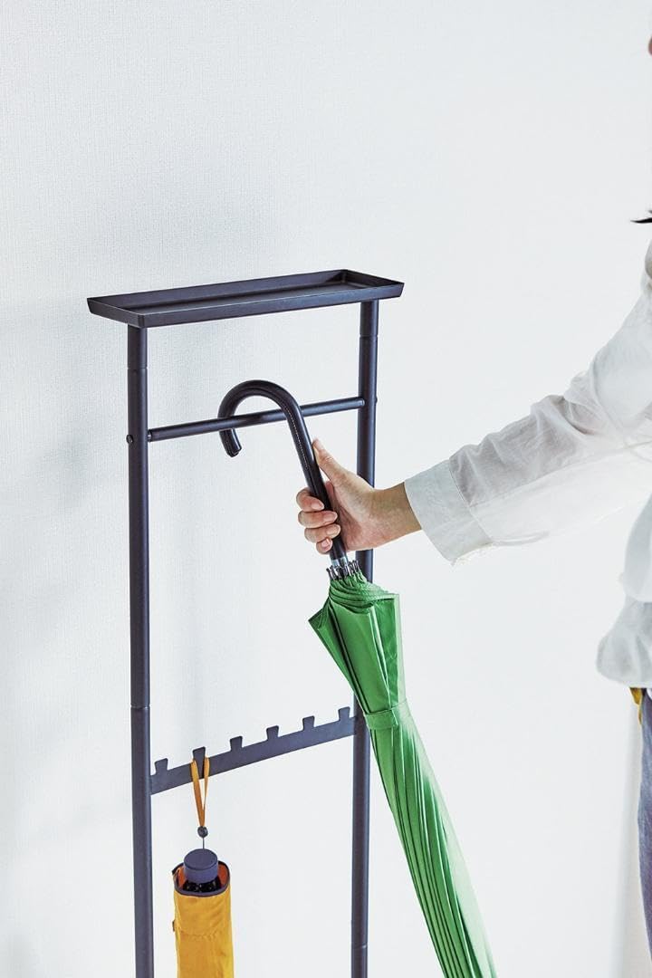 ☆12本収納可 傘ハンガー＋小物トレー付 マットブラック ☆12本