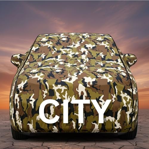 Image of Premium Jungle Series 100% Waterproof Car Body Cover for Hondo-City Cover (All Models) with Mirror Pockets | Triple Stitched, Elastic, Custom Fit, Heat Resistant, Anti-Dust, All-Weather Cover