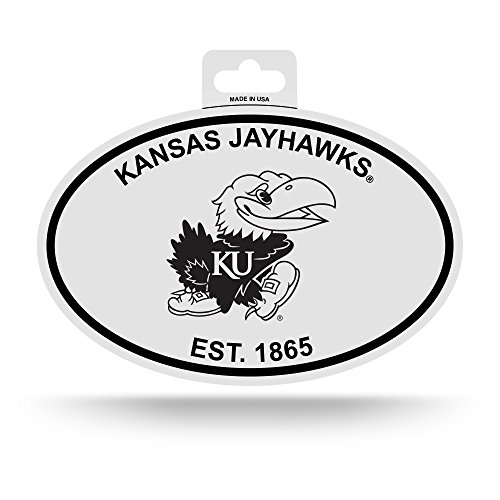 NCAA Kansas Jayhawks Black and White Team Logo Oval Sticker