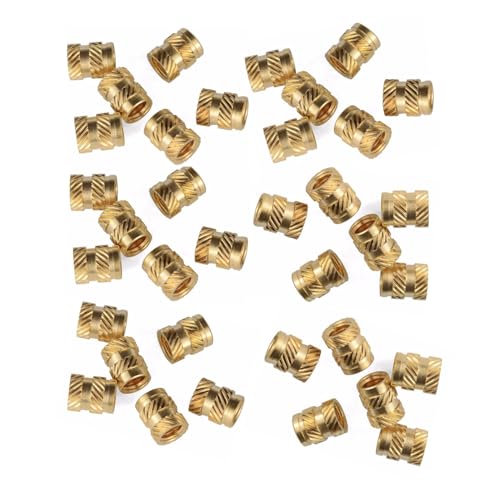 Heyaxdin 120 Pieces Brass Thread Knurled Insert Nut,Double Twill Nut,3D Printed Knurled Brass Nut Female Brass Thread Insert Insert Nut(M4 x 6mm L x 6mm)