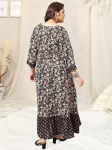 Image of MIRCHI FASHION Women Cotton Regular Plus Size Embroidered Printed Anarkali Kurti