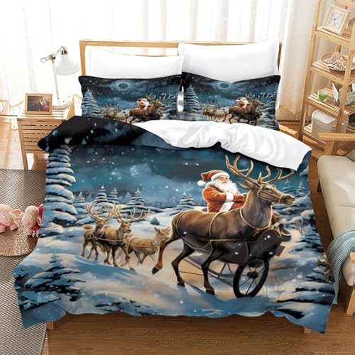Parure de lit Noël 200x200cm anti-bouloche en microfibre douce pour lit double ado - 3