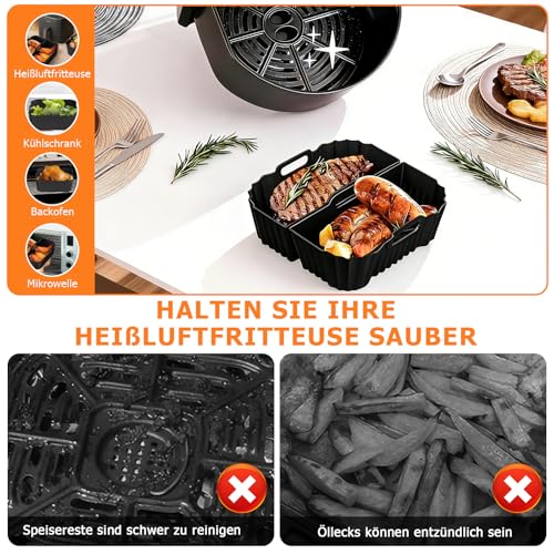 MFUSUL 3 Stück Airfryer Silikonform Heißluftfritteuse Zubehör, Wiederverwendbar, Einsatz anstelle Backpapier, Airfryer Silikon Zubehör für Philips NA230, Cosori, Tefal, Ninja, Russell Hobbs