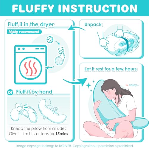 Byriver 39 Inch Pink Purple Cute Body Pillow For Women Girl Side Sleepers, C Shaped Pregnancy Pillow thumb #5