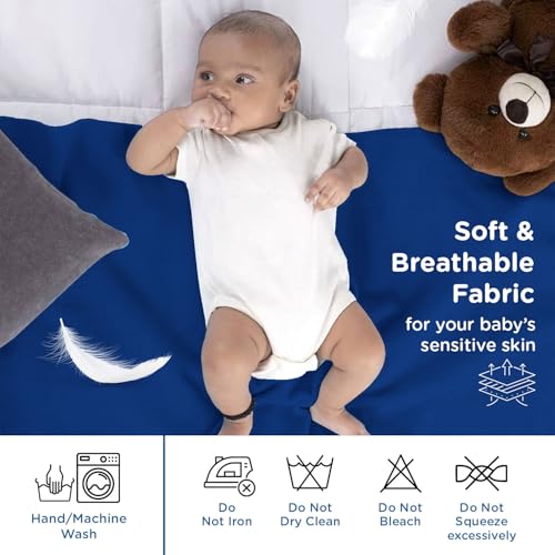 Image of Mee Mee Reusable Water Proof Cotton Bed Protector Sheet /Extra Absorbent Mat /Dry Sheets /Urine Sheet /Dry Mat (70CmX100Cm) (Medium, Cyan Blue)