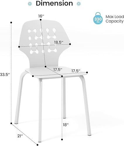 Miniatura 3 de GOFLAME Juego de 4 sillas de comedor, sillas de cocina sin brazos con respaldo hueco y patas de metal, sillas de cena modernas, sillas laterales