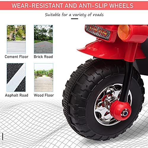 HOMCOM Kids 6V Electric Ride On Motorcycle 3 Wheel Vehicle Lights Music Horn Storage Box Outdoor Toy for 18-36 Months Red