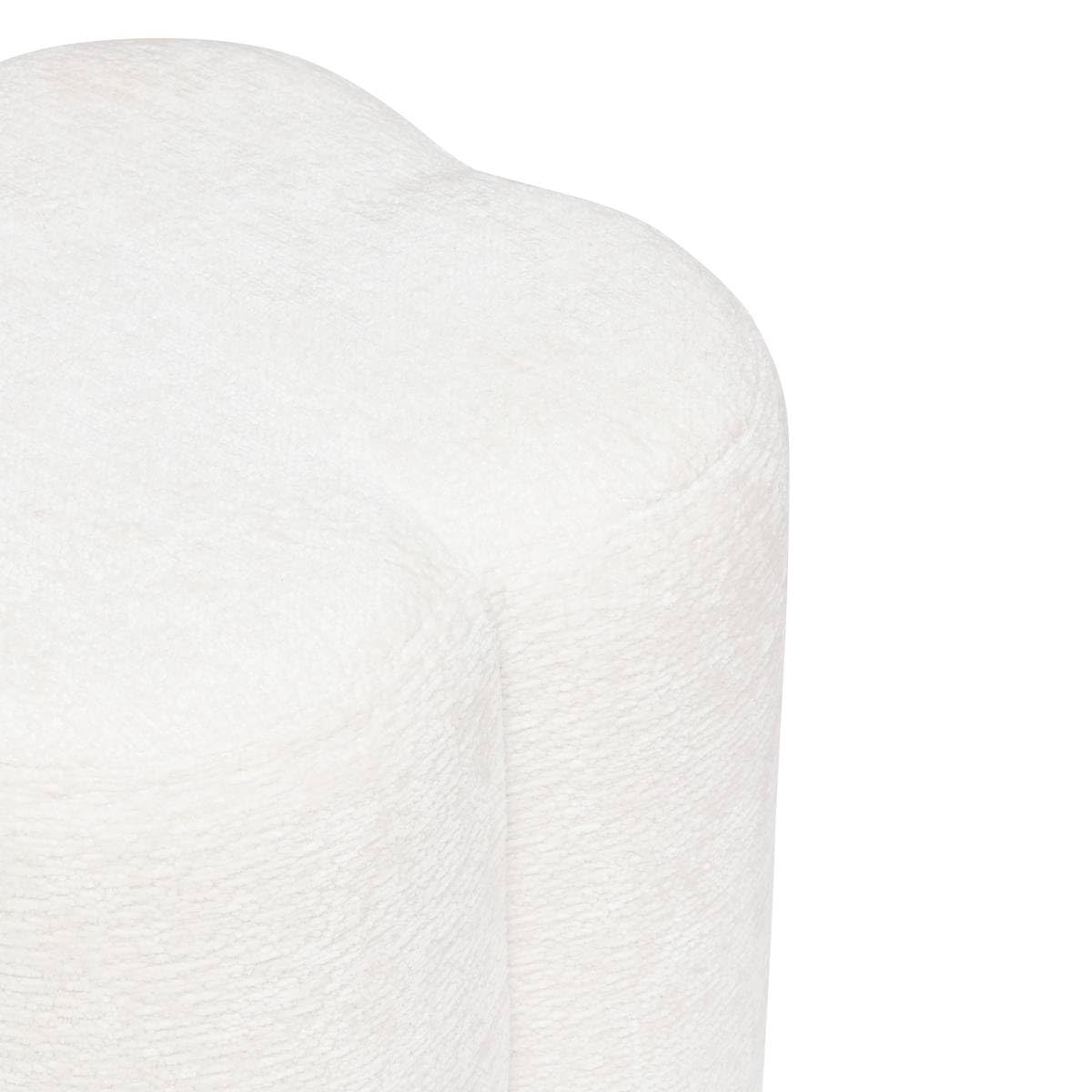 Atmosphera - Pouf d'Appoint LAVON Forme Fleur - Blanc - 35 x 35 x H 38 cm, Tissu Bouclé - pour Salon, Chambre