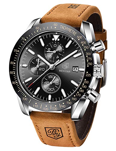 BENYAR Reloj para Hombre, cronografo de Cuarzo Deportivo, Marca de Lujo de Negocios de Moda, Reloj de Hombre con Fecha analogica