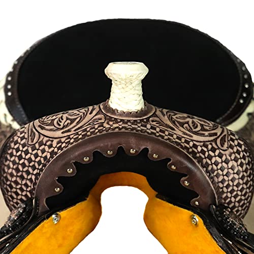 Deen Enterprises Premium Handmade Leather Western Barrel Racing. Trail Equestrian Horse Saddle Get Matching Headstall Breast Collar Reins & Girth Size15-17 (15" Inches Seat) #TOP3