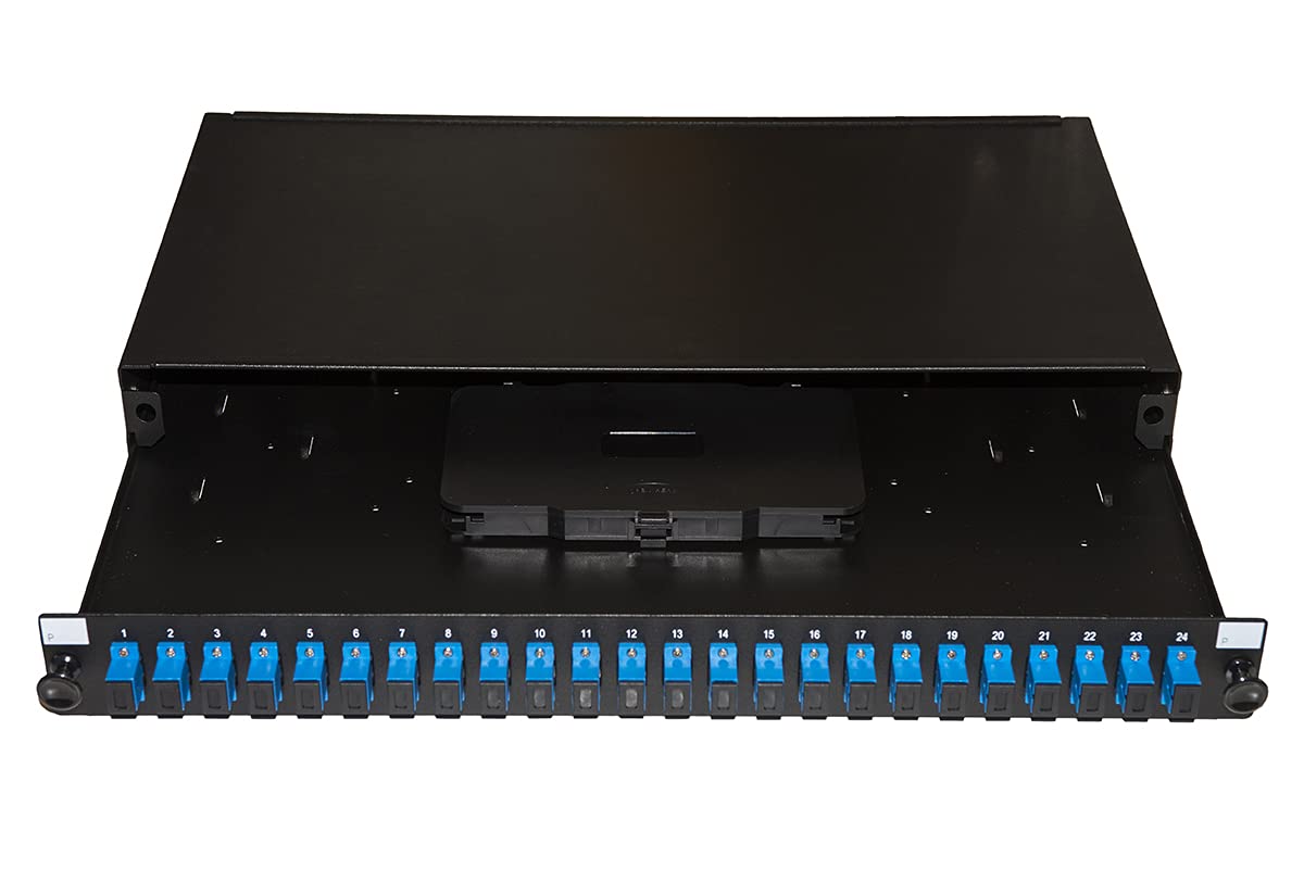 LINK LK24FOSCSS Panneau Fibre Optique 19" avec 24 adaptateurs SC SIMPLEX SINGLEMODE Profondeur 250 MM Couleur Noir