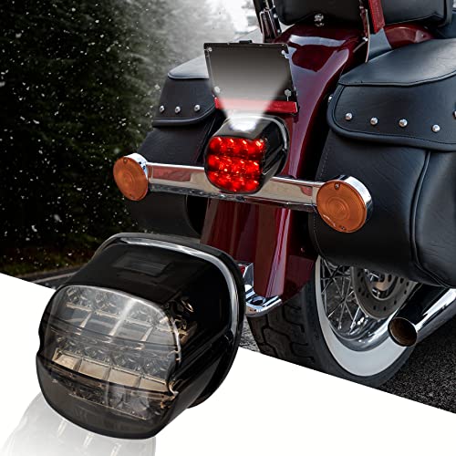 Nthreeauto Smoked Led Rear Tail Light Motorcycle Taillights Brake Driving Compatible With Harley Dyna Road King Electra Glide Street Bob Touring #TOP1