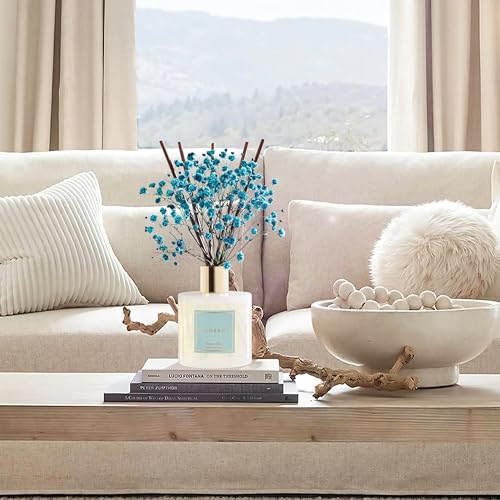 Image of COCORRINA Reed Diffuser - Ocean Mist 6.7 Fl.oz Reed Diffuser Set with Sticks & Preserved Baby's Breath, Reed Diffuser for Home Bathroom Shelf Decor