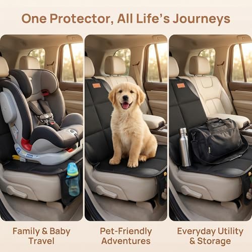 SMART ELF Car Seat Protector, 2Pack Seat Protector Protect Child Seats with Thickest Padding and Non-Slip Backing Mesh Pockets for Baby and Pet,Sedan SUV Truck (Black) - 4
