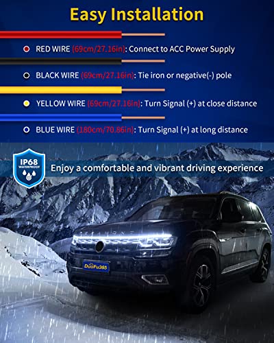 Image of Exterior Car LED Hood Light Strip,Dual Color Dynamic Scan Start Up Hoodbeam Kit,Led Daytime Running Lights White&Amber Switchback Sequential Turn Signal Lights for Cars, Trucks,SUV(95inch /1set)