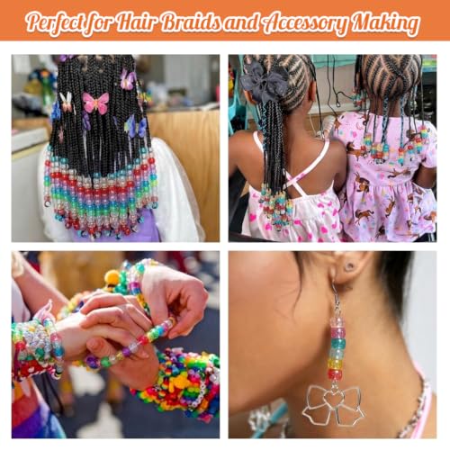 Image of PATPAT 1000Pcs Glitter Pony Beads for Bracelet Making Kit, 9mm Beads Kit | Acrylic Jewellery Making Materials Kits, Bead Set for Craft for Necklace Bracelet Earring Phone DIY Kits Materials