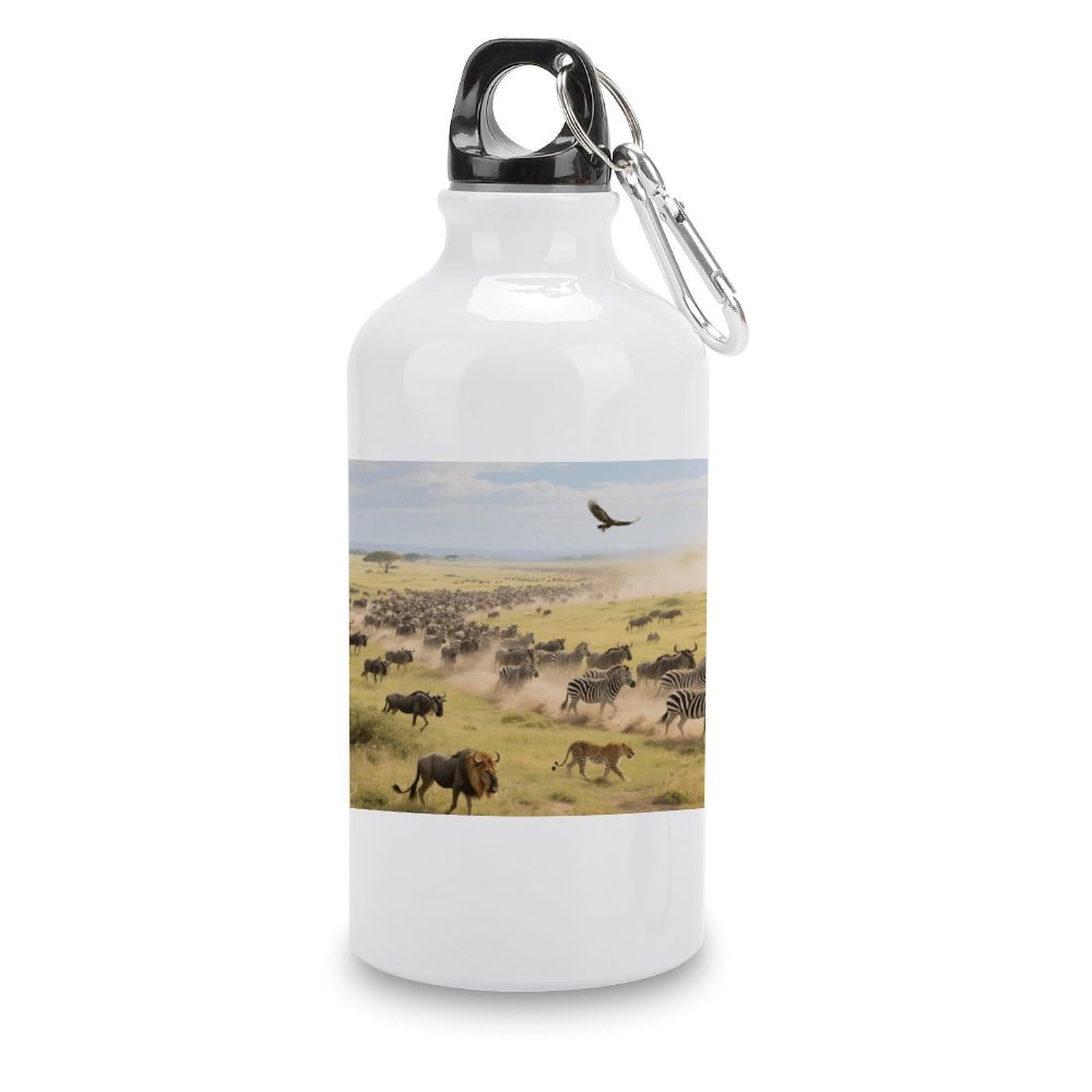 Fekiloot Style Grassland Animal Migration Aluminum Water Bottle Travel Tumbler Reusable Lightweight Outdoor Sports Water Bottles For Gym Sports Camping Hiking Fishing400ml